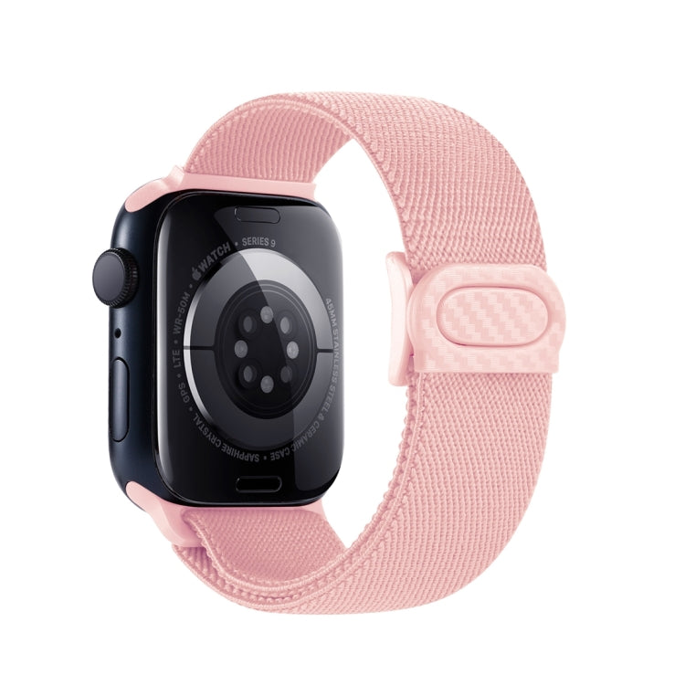 For Apple Watch Series 3 42mm Carbon Fiber Texture Snap Buckle Nylon Watch Band(Pink) - Watch Bands by PMC TechLife | Online Shopping South Africa | PMC TechLife | Buy Now Pay Later Mobicred
