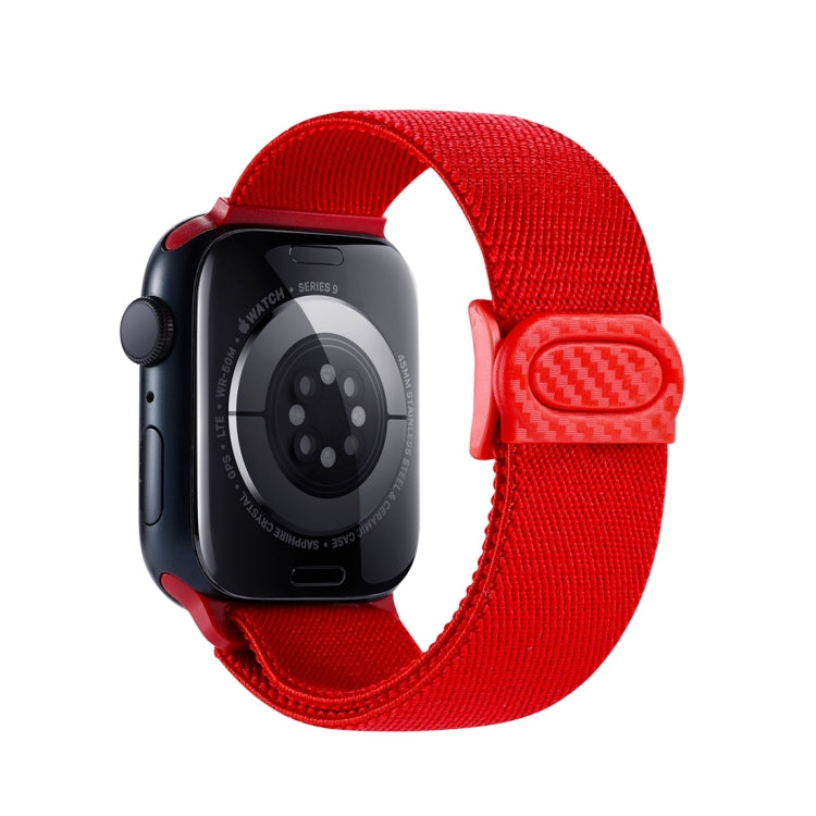 For Apple Watch 38mm Carbon Fiber Texture Snap Buckle Nylon Watch Band(Red) - free shipping - PMC TechLife - Order now!