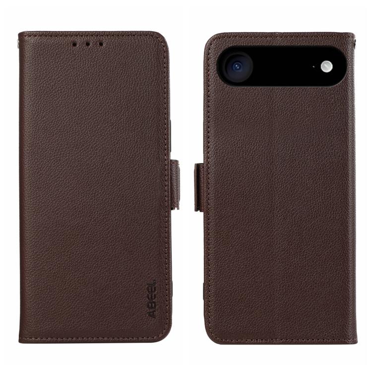 For iPhone 17 Air ABEEL Side-Magnetic Litchi Pattern Leather RFID Phone Case(Brown) - free shipping - PMc TechLife - Order now!
