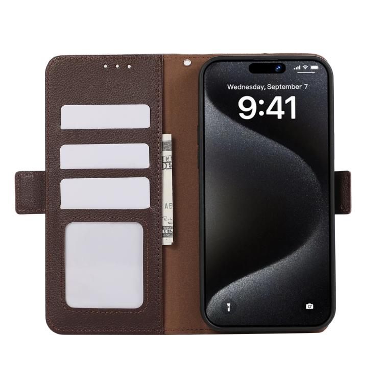 For iPhone 17 Air ABEEL Side-Magnetic Litchi Pattern Leather RFID Phone Case(Brown) - free shipping - PMc TechLife - Order now!