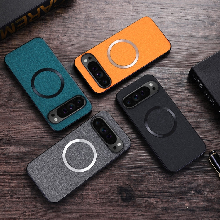 For Google Pixel 9 CD Magnetic Ring Cloth Texture PU Phone Case(Orange) - Google Cases by PMC TechLife | Online Shopping South Africa | PMC TechLife | Buy Now Pay Later Mobicred