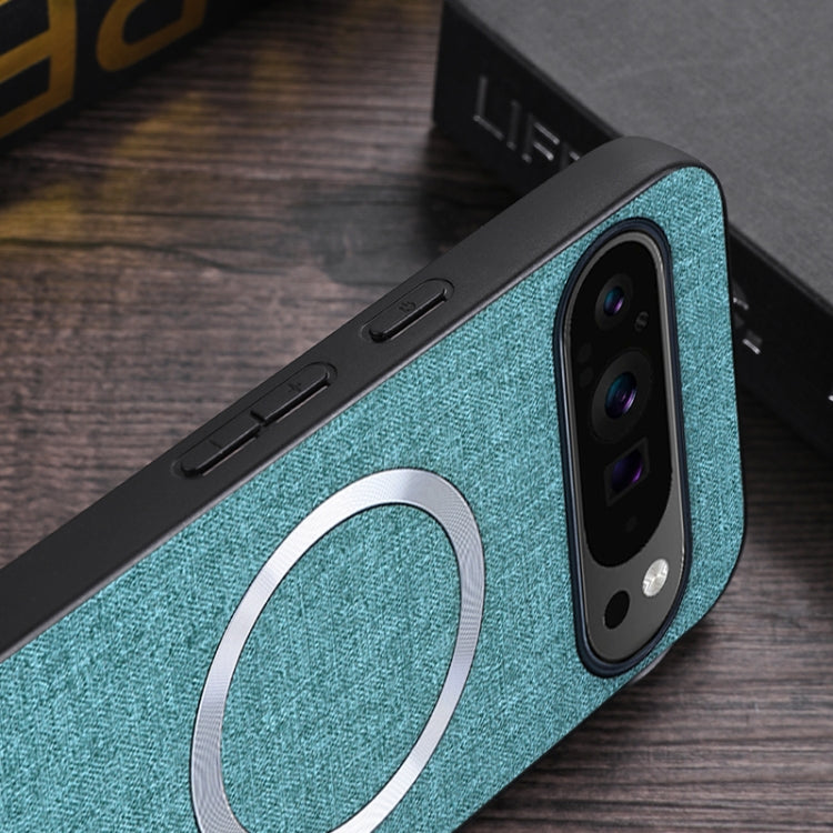 For Google Pixel 9 Pro CD Magnetic Ring Cloth Texture PU Phone Case(Grey) - Google Cases by PMC TechLife | Online Shopping South Africa | PMC TechLife | Buy Now Pay Later Mobicred
