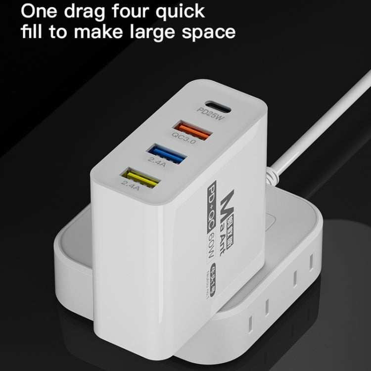 Ma-Ant 60W USB-C/Type-C+3 USB Multi-port Fast Charging Charger, Plug:EU Plug(White) - free shipping - PMC Jewellery - Order now!