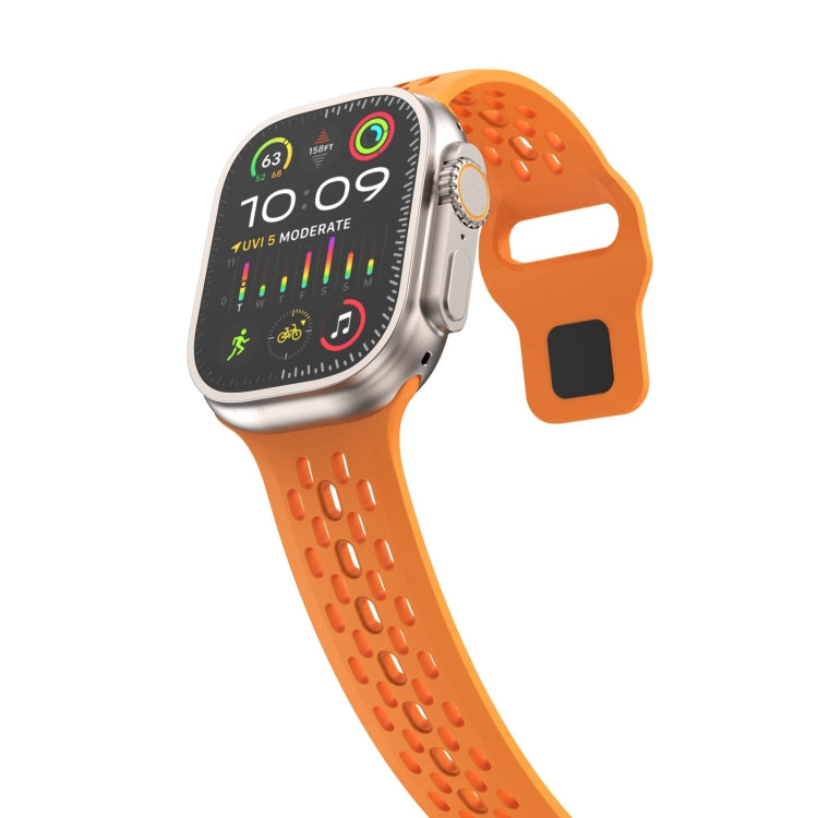 For Apple Watch SE 2023 44mm Oval Holes Fluororubber Watch Band(Orange) - Watch Bands by PMC TechLife | Online Shopping South Africa | PMC TechLife