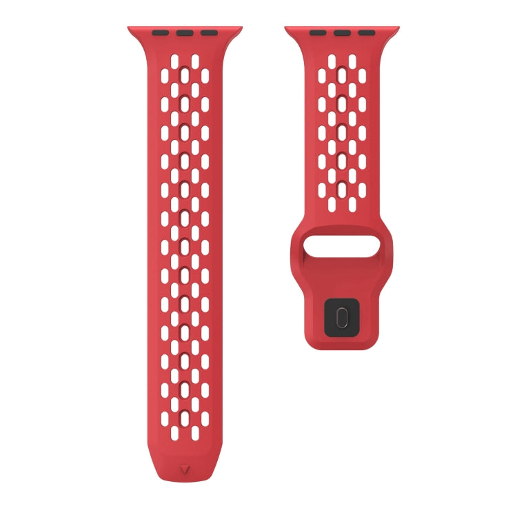 For Apple Watch SE 2023 44mm Oval Holes Fluororubber Watch Band(Red) - Watch Bands by PMC TechLife | Online Shopping South Africa | PMC TechLife | Buy Now Pay Later Mobicred