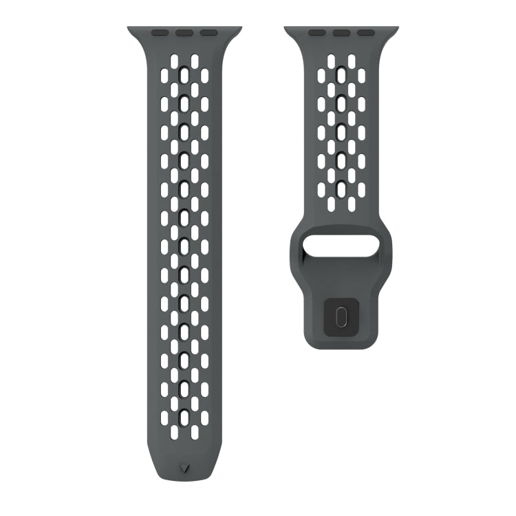 For Apple Watch SE 2023 44mm Oval Holes Fluororubber Watch Band(Dark Grey) - free shipping - PMC TechLife - Order now!