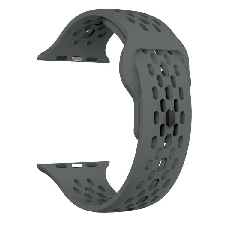 For Apple Watch Series 9 45mm Oval Holes Fluororubber Watch Band(Dark Grey) - Watch Bands by PMC TechLife | Online Shopping South Africa | PMC TechLife