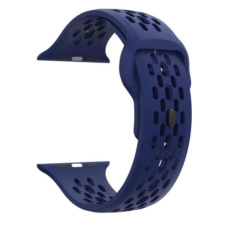 For Apple Watch Series 9 45mm Oval Holes Fluororubber Watch Band(Midnight Blue) - Watch Bands by PMC TechLife | Online Shopping South Africa | PMC TechLife