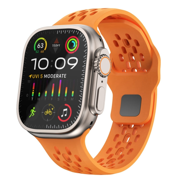 For Apple Watch Ultra 49mm Oval Holes Fluororubber Watch Band(Orange) - Watch Bands by PMC TechLife | Online Shopping South Africa | PMC TechLife