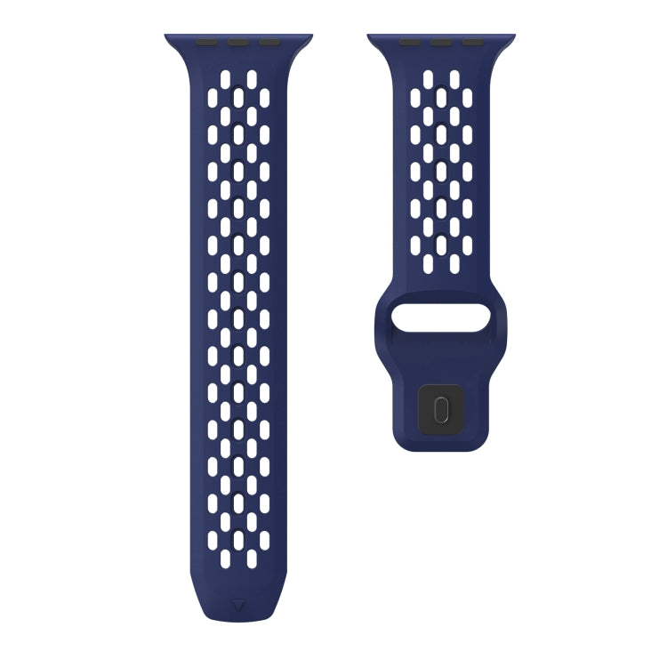 For Apple Watch Ultra 49mm Oval Holes Fluororubber Watch Band(Midnight Blue) - Watch Bands by PMC TechLife | Online Shopping South Africa | PMC TechLife
