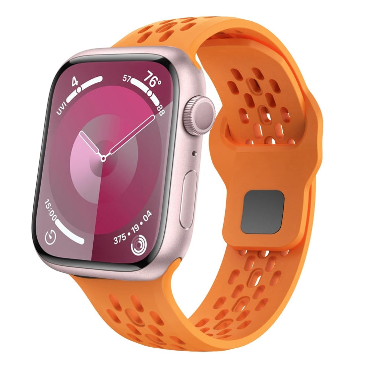 For Apple Watch Series 7 45mm Oval Holes Fluororubber Watch Band(Orange) - Watch Bands by PMC TechLife | Online Shopping South Africa | PMC TechLife