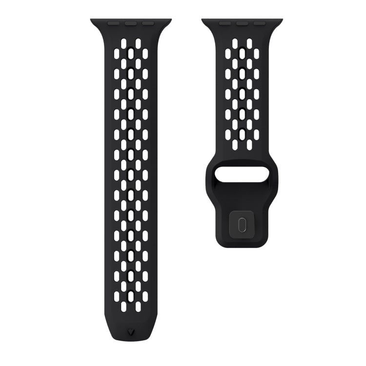 For Apple Watch Series 7 45mm Oval Holes Fluororubber Watch Band(Black) - Watch Bands by PMC TechLife | Online Shopping South Africa | PMC TechLife