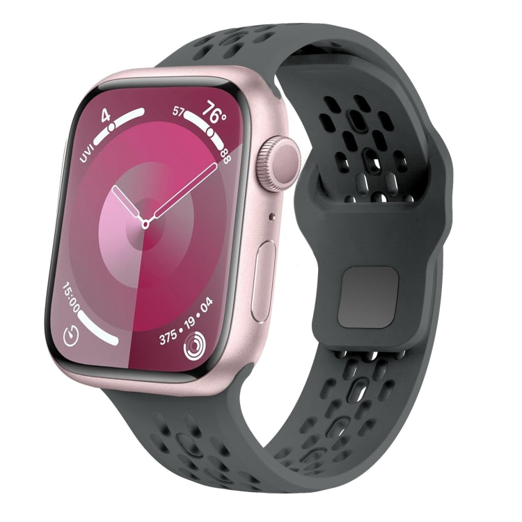 For Apple Watch SE 44mm Oval Holes Fluororubber Watch Band(Dark Grey) - Watch Bands by PMC TechLife | Online Shopping South Africa | PMC TechLife