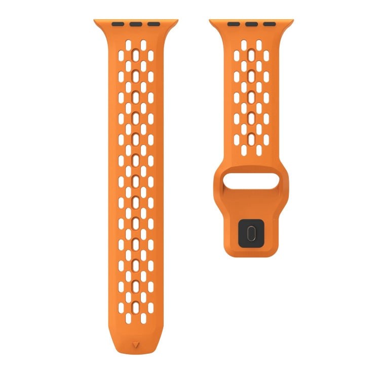 For Apple Watch Series 6 44mm Oval Holes Fluororubber Watch Band(Orange) - Watch Bands by PMC TechLife | Online Shopping South Africa | PMC TechLife