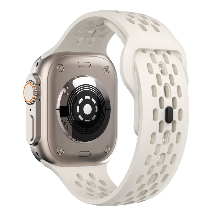 For Apple Watch Series 5 44mm Oval Holes Fluororubber Watch Band(Starlight) - Watch Bands by PMC TechLife | Online Shopping South Africa | PMC TechLife