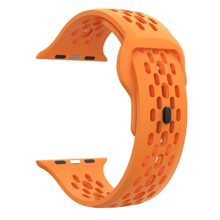 For Apple Watch Series 4 44mm Oval Holes Fluororubber Watch Band(Orange) - Watch Bands by PMC TechLife | Online Shopping South Africa | PMC TechLife