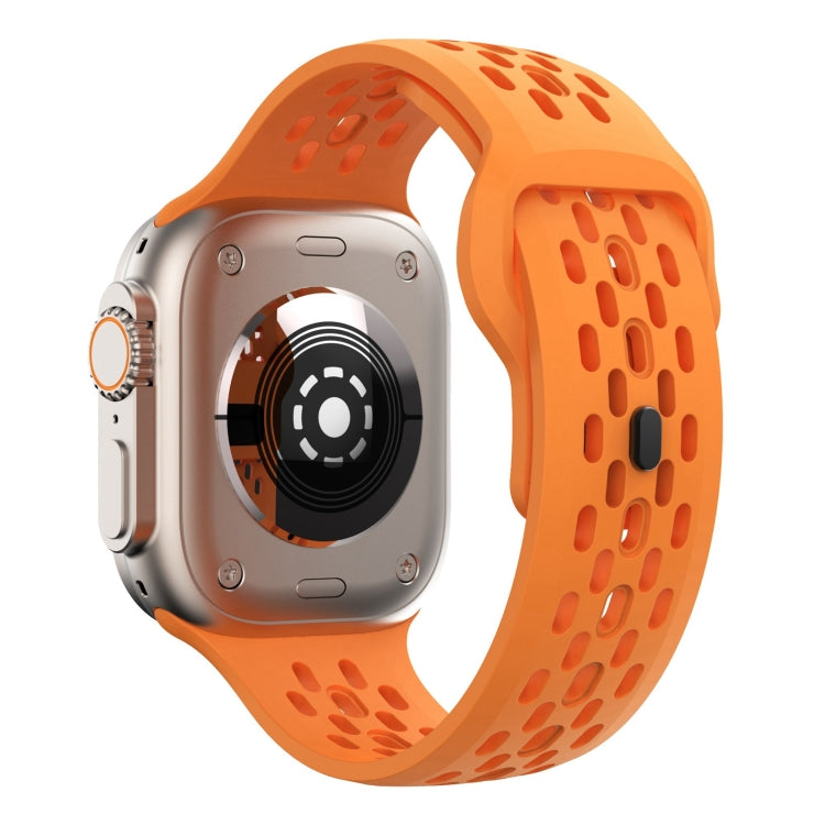 For Apple Watch Series 4 44mm Oval Holes Fluororubber Watch Band(Orange) - Watch Bands by PMC TechLife | Online Shopping South Africa | PMC TechLife