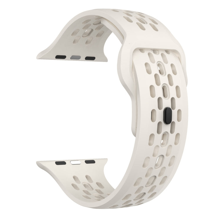 For Apple Watch Series 2 42mm Oval Holes Fluororubber Watch Band(Starlight) - Watch Bands by PMC TechLife | Online Shopping South Africa | PMC TechLife