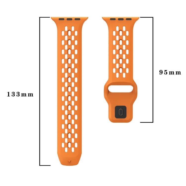 For Apple Watch Series 9 45mm Oval Holes Fluororubber Watch Band(Dark Grey) - Watch Bands by PMC TechLife | Online Shopping South Africa | PMC TechLife