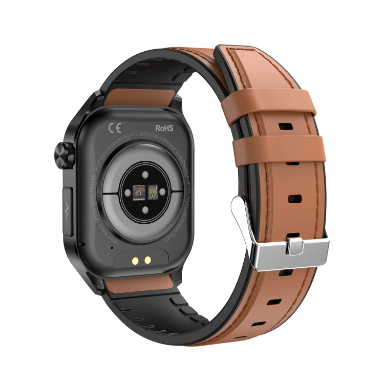 ET580 2.04 inch AMOLED Screen Sports Smart Watch Support Bluetooth Call /  ECG Function(Brown Leather Band) - free shipping - PMC TechLife - Order now!