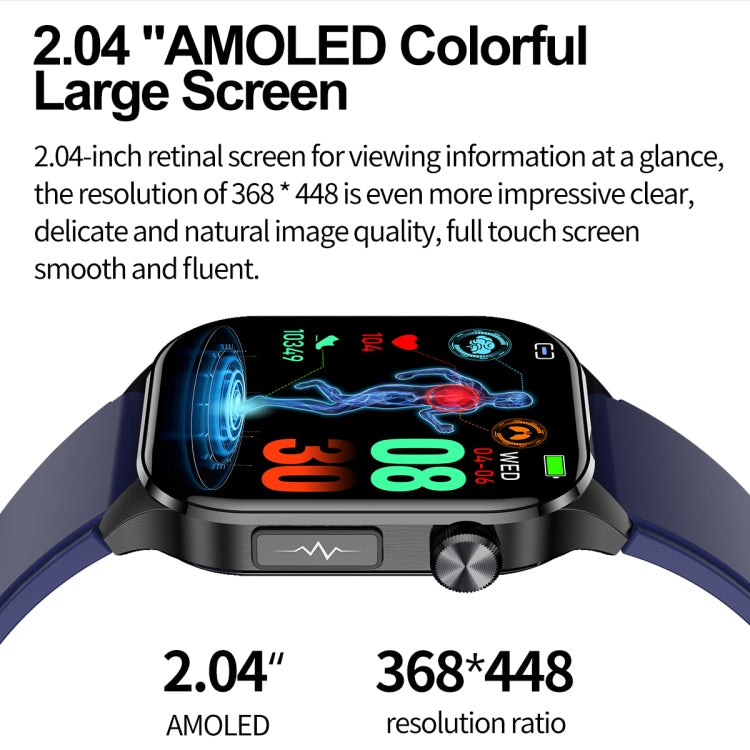 ET580 2.04 inch AMOLED Screen Sports Smart Watch Support Bluethooth Call /  ECG Function(Red Silicone Band) - Smart Watches by PMC TechLife | Online Shopping South Africa | PMC TechLife