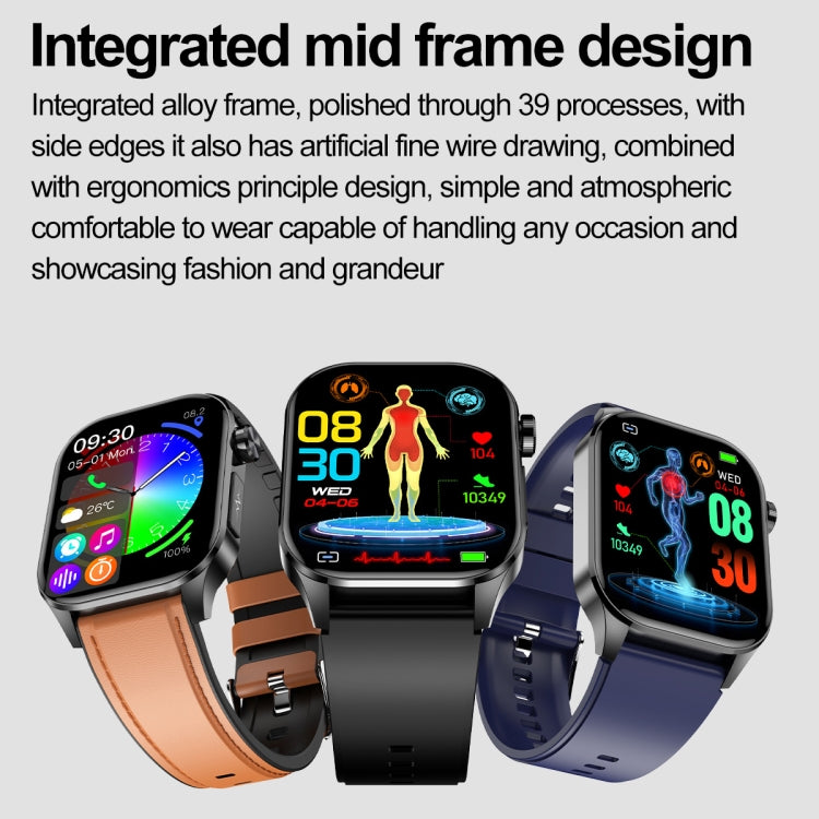 ET580 2.04 inch AMOLED Screen Sports Smart Watch Support Bluethooth Call /  ECG Function(Black Silicone Band) - Smart Watches by PMC TechLife | Online Shopping South Africa | PMC TechLife