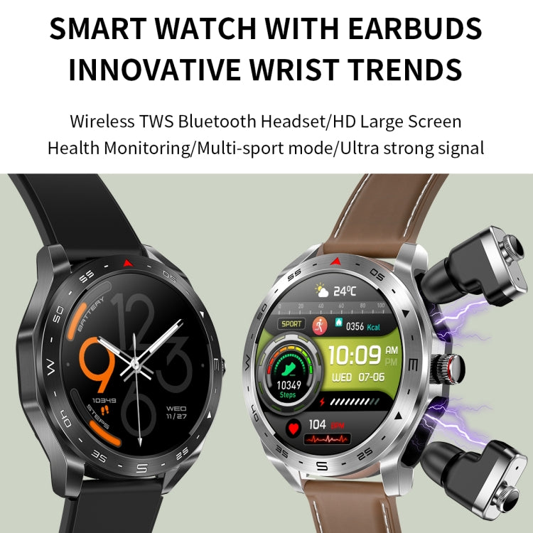 LEMFO T95 1.52 inch IPS Screen 2 in 1 Bluetooth Earphone Smart Watch Support Health Monitoring(Black) - free shipping - PMC TechLife - Order now!