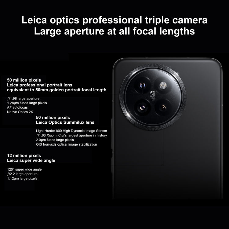 Xiaomi Civi 4 Pro, 16GB+512GB,  6.55 inch Xiaomi HyperOS Snapdragon 8s Gen 3 Octa Core 4nm up to 3.0GHz, NFC, Network: 5G(Black) - free shipping - PMc TechLife - Order now!