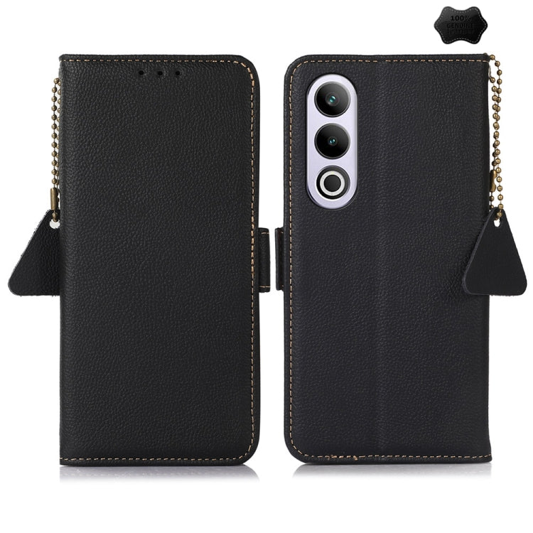 For OnePlus CE4 5G Global Side-Magnetic TJ Genuine Leather RFID Phone Case(Black) - OnePlus Cases by PMC TechLife | Online Shopping South Africa | PMC TechLife | Buy Now Pay Later Mobicred
