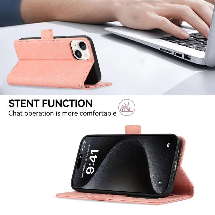 For iPhone 16 Plus ABEEL Frosted Magnetic RFID Leather Phone Case(Pink) - iPhone 16 Plus Cases by PMC TechLife | Online Shopping South Africa | PMC TechLife | Buy Now Pay Later Mobicred
