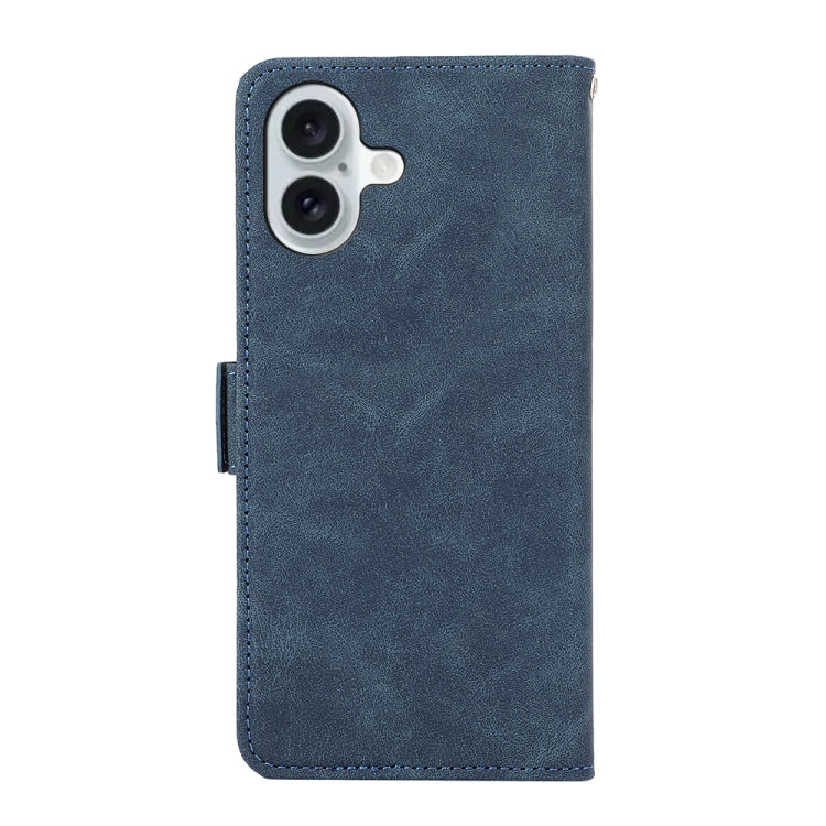 For iPhone 16 ABEEL Frosted Magnetic RFID Leather Phone Case(Blue) - iPhone 16 Cases by PMC TechLife | Online Shopping South Africa | PMC TechLife | Buy Now Pay Later Mobicred