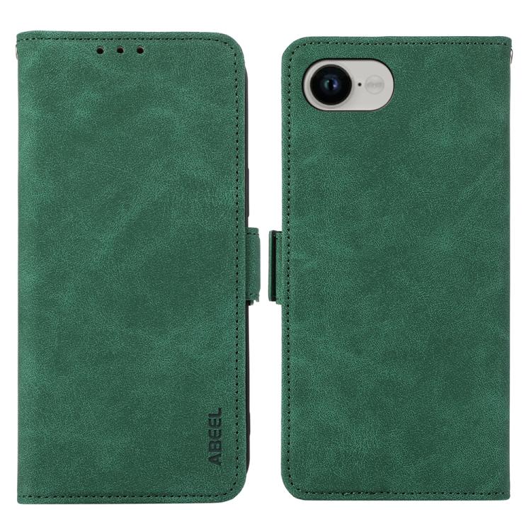 For iPhone 16e ABEEL Frosted Magnetic RFID Leather Phone Case(Green) - iPhone 16e Cases by PMC TechLife | Online Shopping South Africa | PMC TechLife | Buy Now Pay Later Mobicred