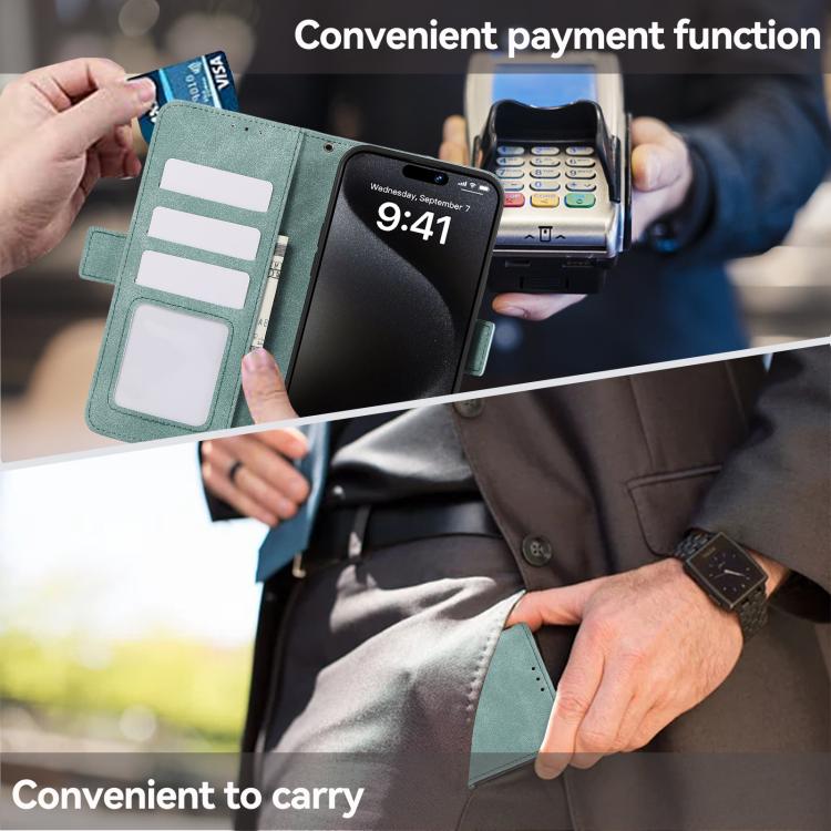 For iPhone 16e ABEEL Frosted Magnetic RFID Leather Phone Case(Cyan) - free shipping - PMC TechLife - Order now!