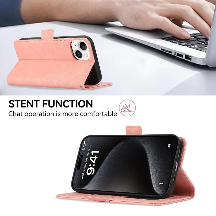 For iPhone 17 ABEEL Frosted Magnetic RFID Leather Phone Case(Pink) - free shipping - PMc TechLife - Order now!