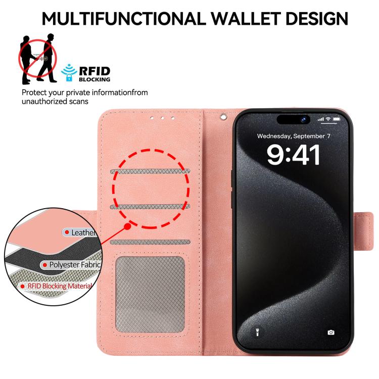 For iPhone 17 ABEEL Frosted Magnetic RFID Leather Phone Case(Pink) - free shipping - PMc TechLife - Order now!
