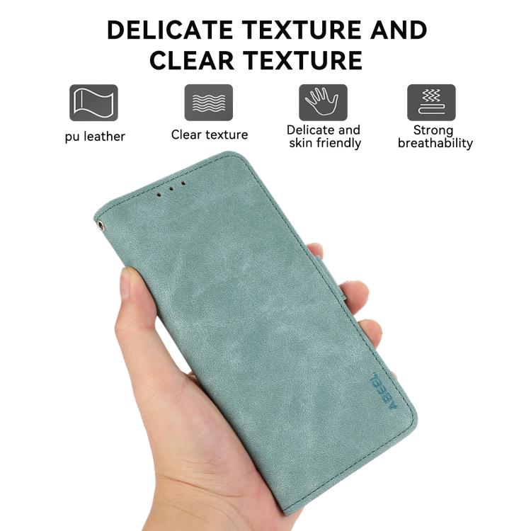 For iPhone 17 ABEEL Frosted Magnetic RFID Leather Phone Case(Cyan) - free shipping - PMc TechLife - Order now!