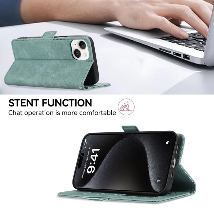 For iPhone 17 ABEEL Frosted Magnetic RFID Leather Phone Case(Cyan) - free shipping - PMc TechLife - Order now!