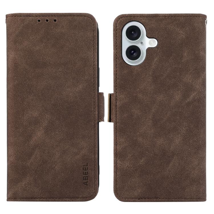 For iPhone 17 ABEEL Frosted Magnetic RFID Leather Phone Case(Brown) - free shipping - PMc TechLife - Order now!