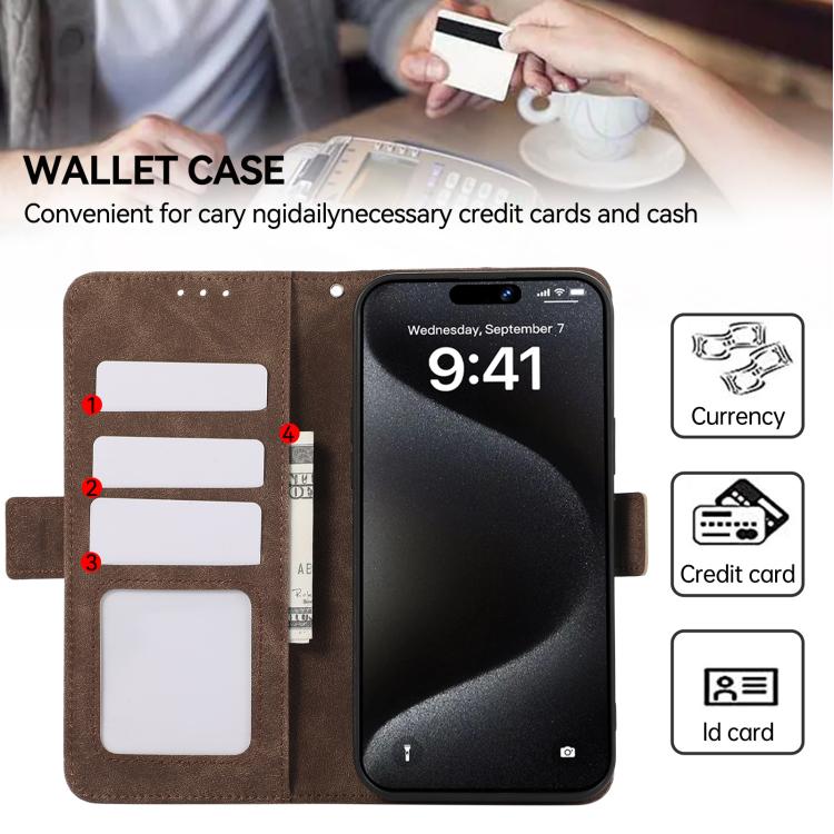 For iPhone 17 ABEEL Frosted Magnetic RFID Leather Phone Case(Brown) - free shipping - PMc TechLife - Order now!
