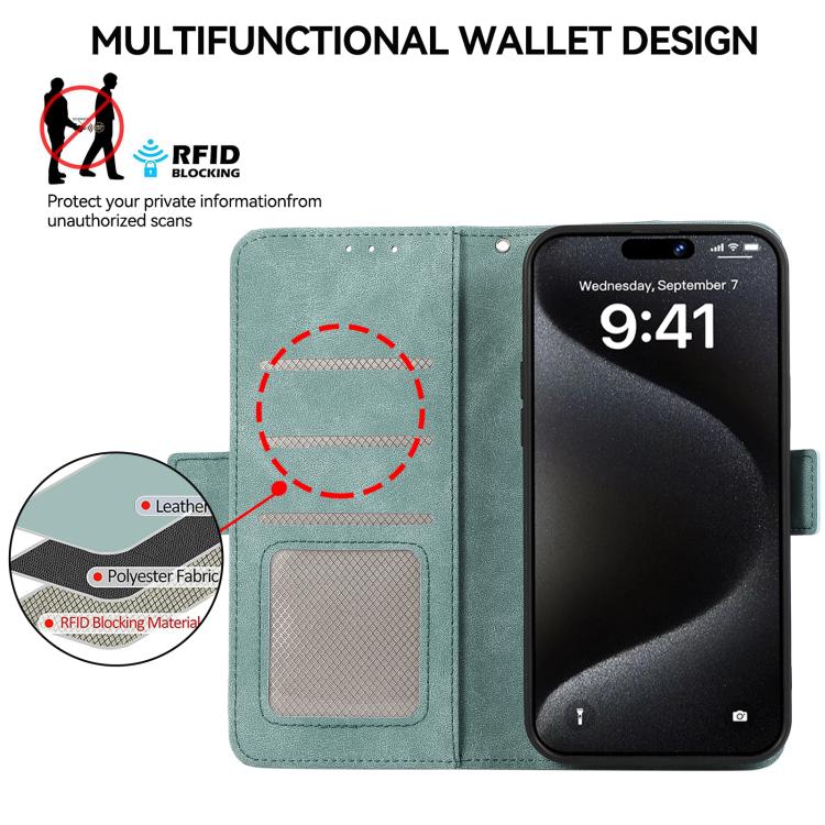 For iPhone 17 Pro ABEEL Frosted Magnetic RFID Leather Phone Case(Cyan) - free shipping - PMc TechLife - Order now!