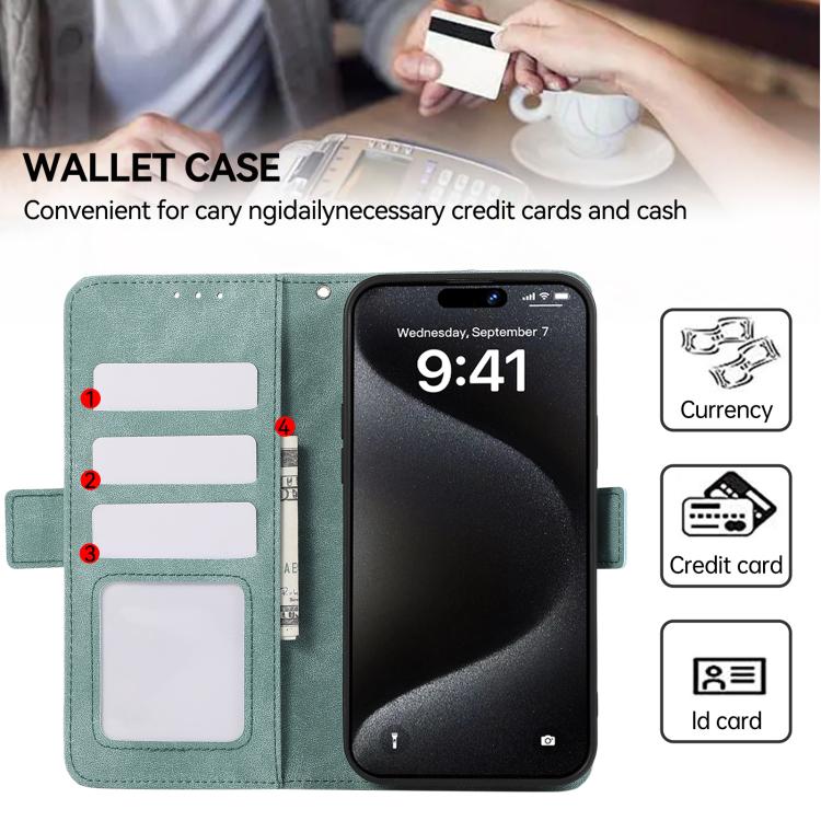 For iPhone 17 Pro ABEEL Frosted Magnetic RFID Leather Phone Case(Cyan) - free shipping - PMc TechLife - Order now!
