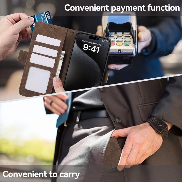 For iPhone 17 Pro ABEEL Frosted Magnetic RFID Leather Phone Case(Brown) - free shipping - PMc TechLife - Order now!