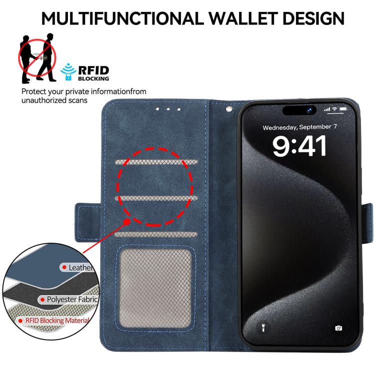 For iPhone 17 Pro Max ABEEL Frosted Magnetic RFID Leather Phone Case(Blue) - free shipping - PMc TechLife - Order now!