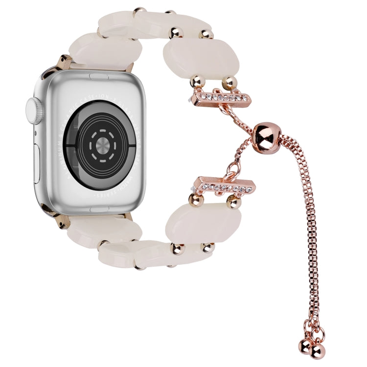 For Apple Watch SE 2023 44mm Resin Retractable Chain Watch Band(Mermaid Pink) - Watch Bands by PMC TechLife | Online Shopping South Africa | PMC TechLife