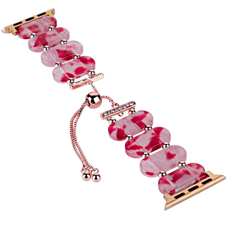 For Apple Watch SE 2023 44mm Resin Retractable Chain Watch Band(Rose Red) - Watch Bands by PMC TechLife | Online Shopping South Africa | PMC TechLife