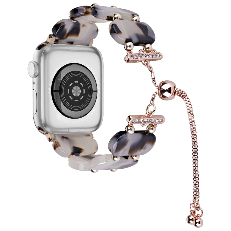 For Apple Watch Series 9 45mm Resin Retractable Chain Watch Band(Brown White) - Watch Bands by PMC TechLife | Online Shopping South Africa | PMC TechLife