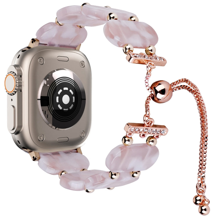 For Apple Watch Ultra 49mm Resin Retractable Chain Watch Band(Pink Flower) - Watch Bands by PMC TechLife | Online Shopping South Africa | PMC TechLife