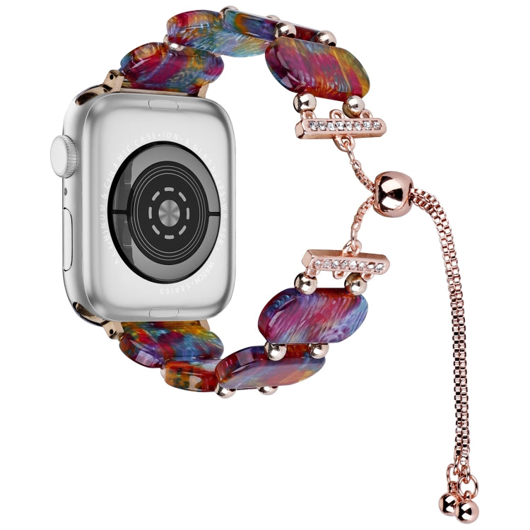 For Apple Watch Series 8 45mm Resin Retractable Chain Watch Band(Pearlescent Rainbow) - free shipping - PMC TechLife - Order now!