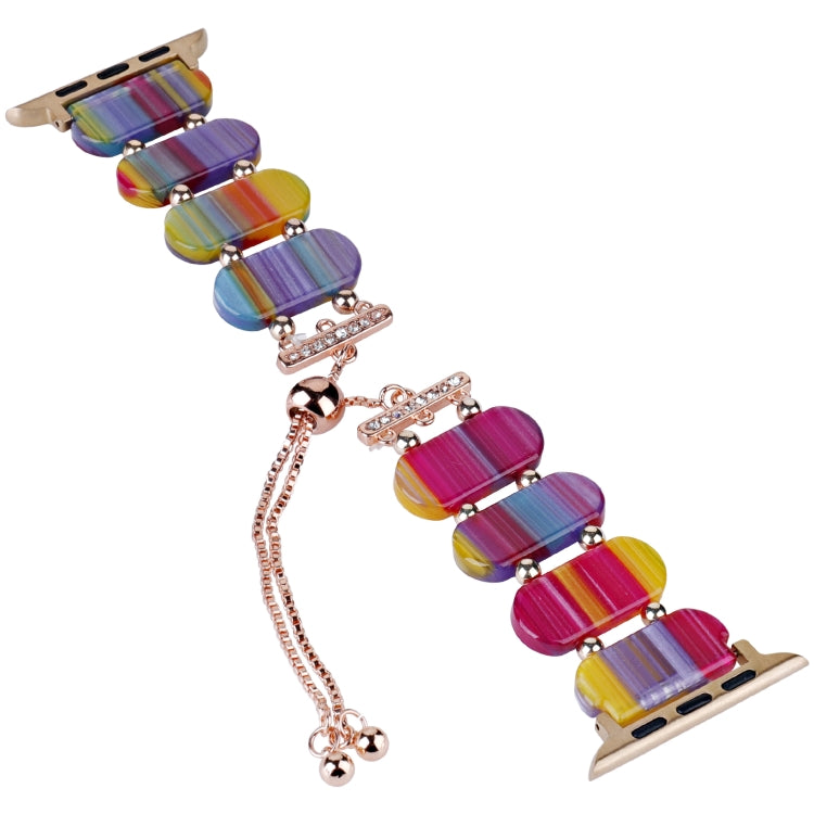 For Apple Watch SE 2022 40mm Resin Retractable Chain Watch Band(Rainbow) - Watch Bands by PMC TechLife | Online Shopping South Africa | PMC TechLife
