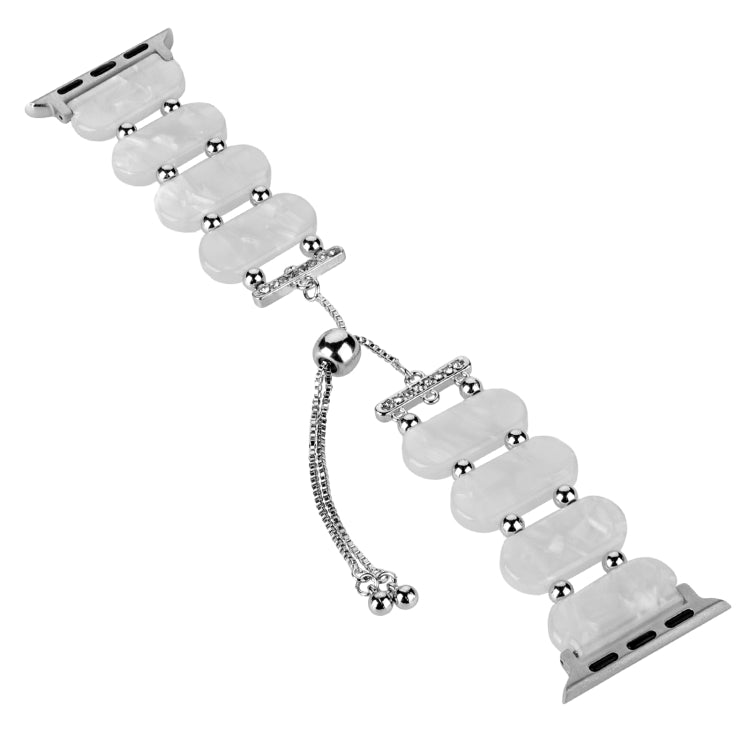 For Apple Watch Series 7 45mm Resin Retractable Chain Watch Band(Pearl White) - Watch Bands by PMC TechLife | Online Shopping South Africa | PMC TechLife